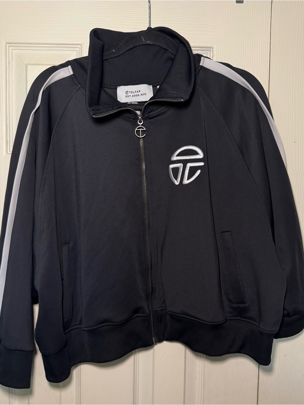 Telfar Cropped Track Jacket - Black